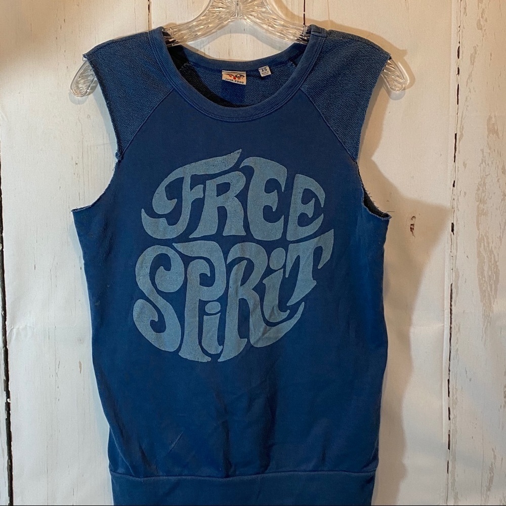 Junk food XS Blue Muscle Tee Free Spirit Boho